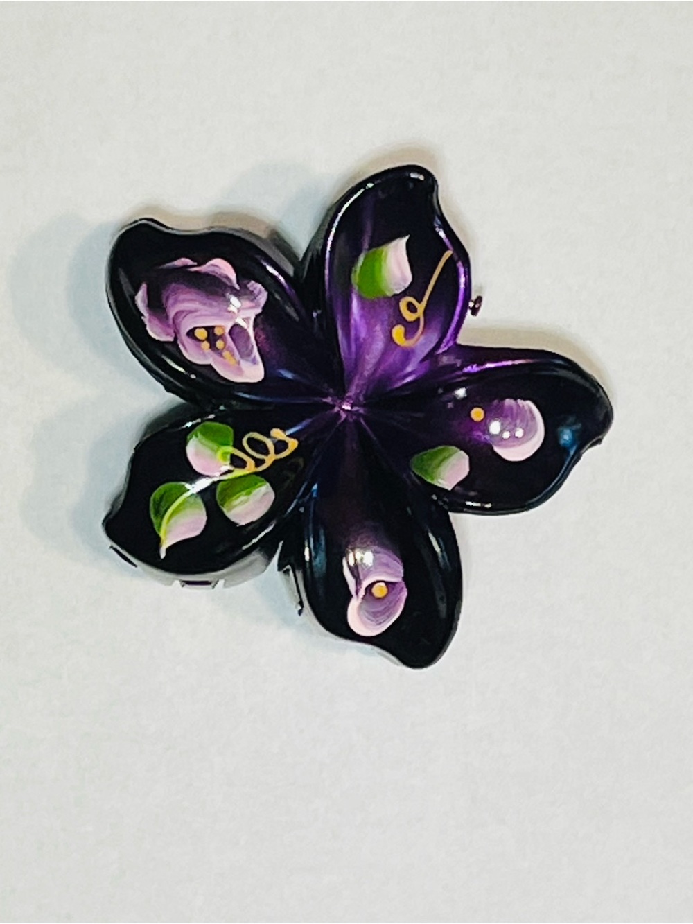 Vibrant Purple Hawaiian Plumeria Flower Hair Claw Clip